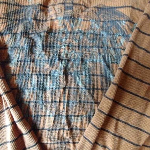 Carbon Orange Henley Men's XXL Long Sleeve Button Serpent Print - Picture 2 of 7